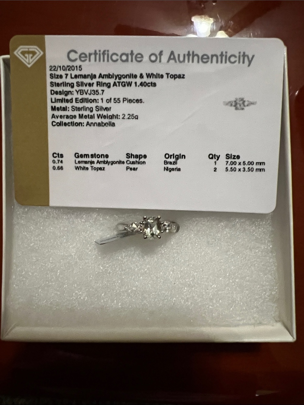 Annabella Sterling Silver White & Clear Gemstone Ring